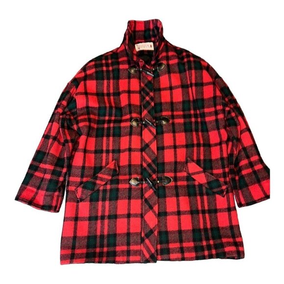 VINTAGE Stephanie Mathews II Women's Coat Jacket Plaid Wool Blend USA - Picture 1 of 16